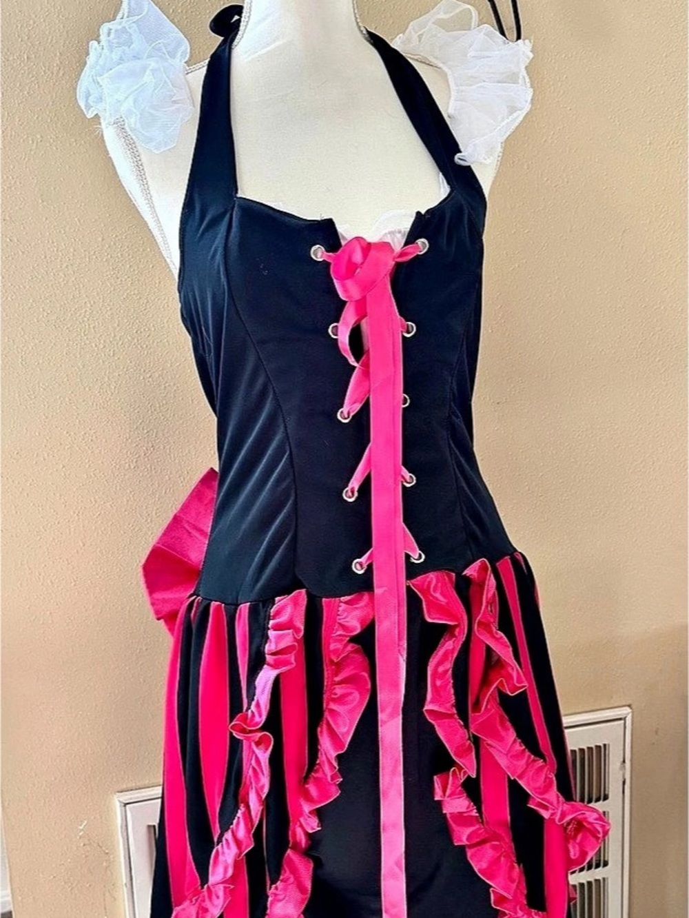 Eye Candy Parisian Showgirl Costume Black & Pink XXL NWT